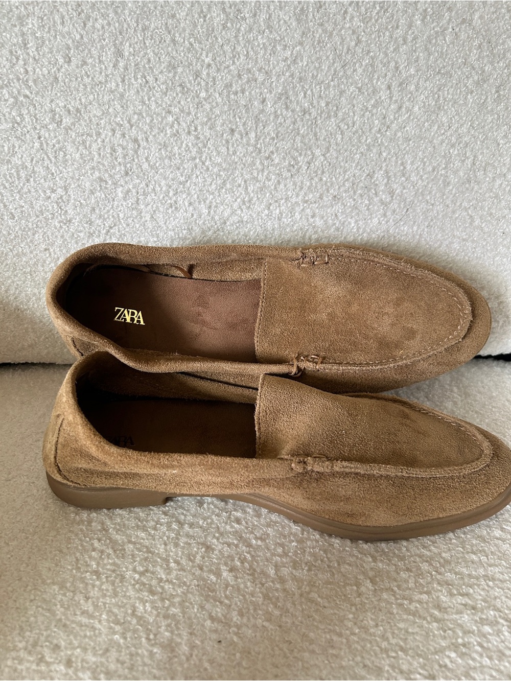 Zara Tan Suede Slip-On Loafers Size 38 or US 7.5/8 - Picture 2 of 4